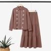 ZANZEA Damen Langarm Print Bluse und Lange Röcke Lässige Zweiteilige Anzugsets