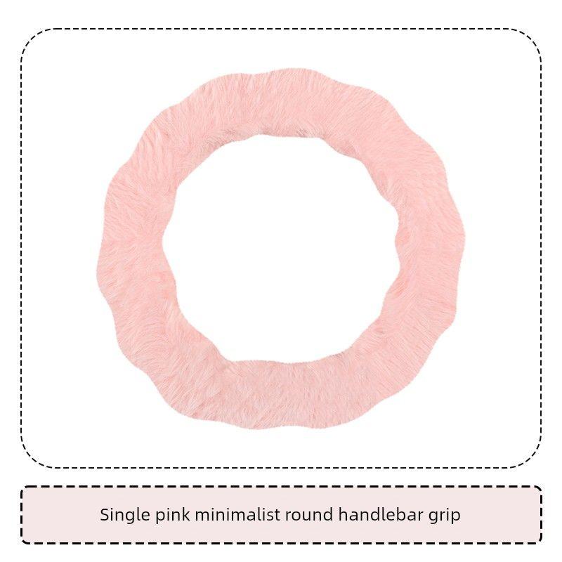 

Car Steering Wheel Cover Winter Plush New Style Warm Fleece Women s Anti-Slip Car Handle Cover Car Decoration Pink Simple Round Steering Wheel Cover