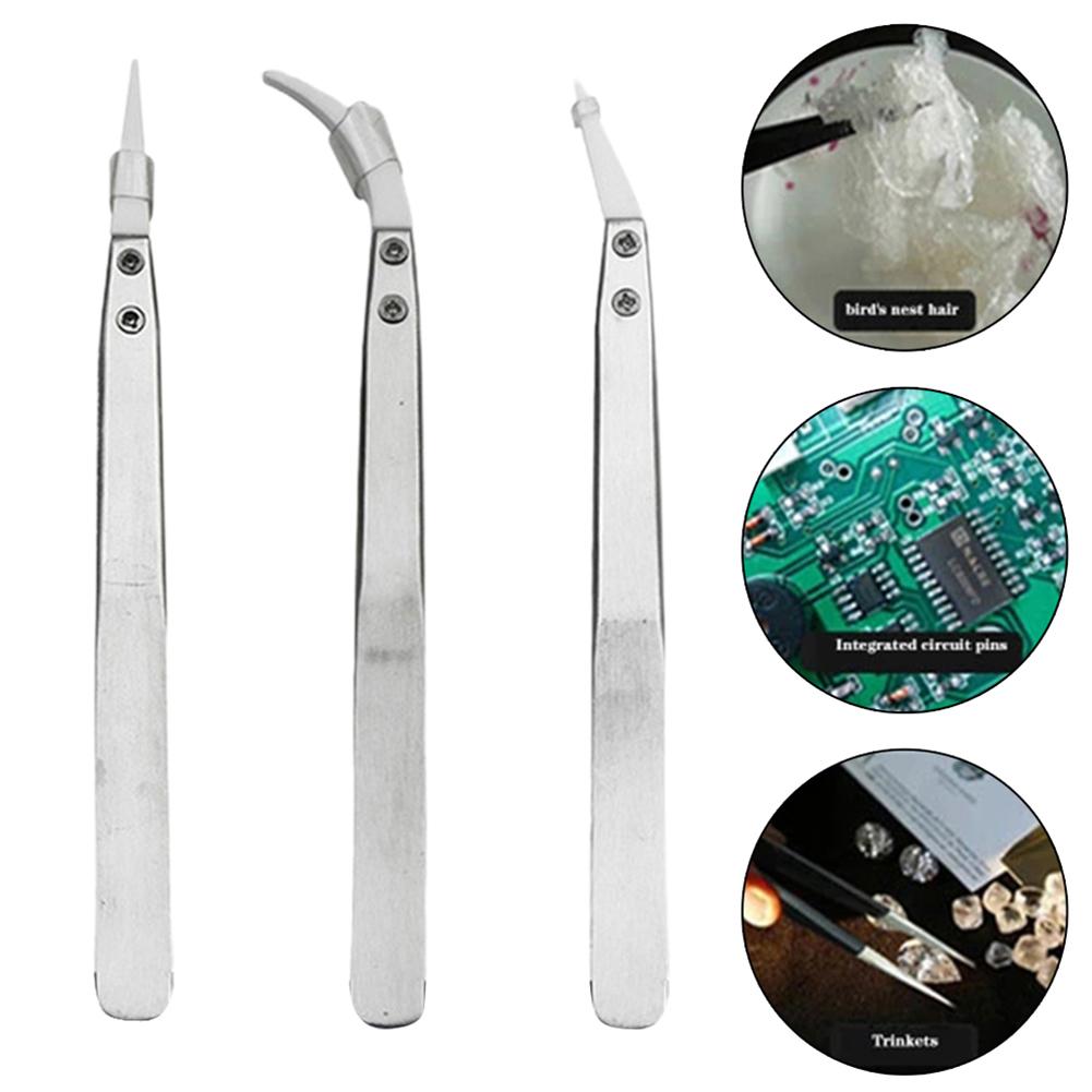 Ceramic Tweezers High Temperature Straight Tip Tweezers Wear Resistant