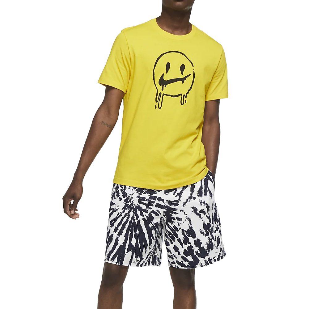 Nike T Shirts Men's Yellow Crew Neck Moderate Straight Fit CV2111-735