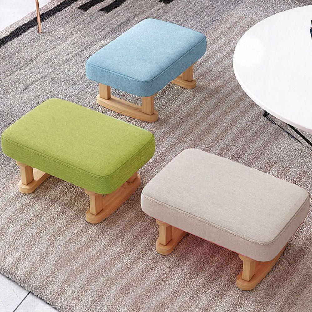 Smooth Solid Wood Foot Stool Rounded Edges Foot Rest Creative Shoe Changing Bench Bathroom Use
