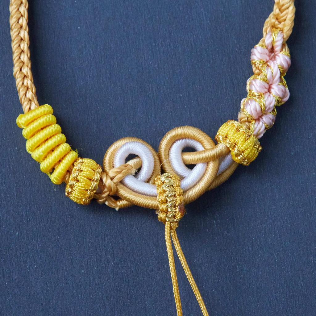 Handmade Eight-Strand Mandala Knot Necklace Rope with Koi Lock Pendant