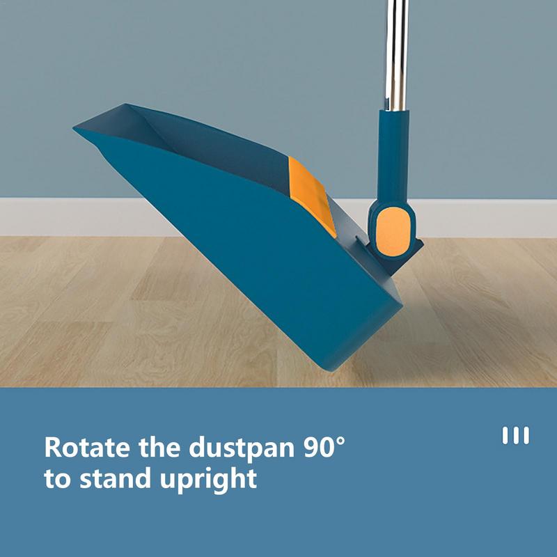 Broom And Dustpan Kitchen Broom And Dustpan Set Cleaning Kit Long Handle Design 180 Degree Rotation Ergonomic Soft EVA Foam