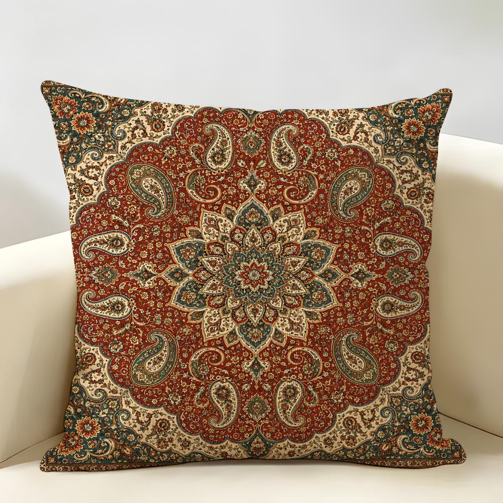 Retro Bohemian Intricacy Luxury Cushion Cover Natural Linen Organic Fabric DoubleSided Printing Room Sofa Decor Pillow Case