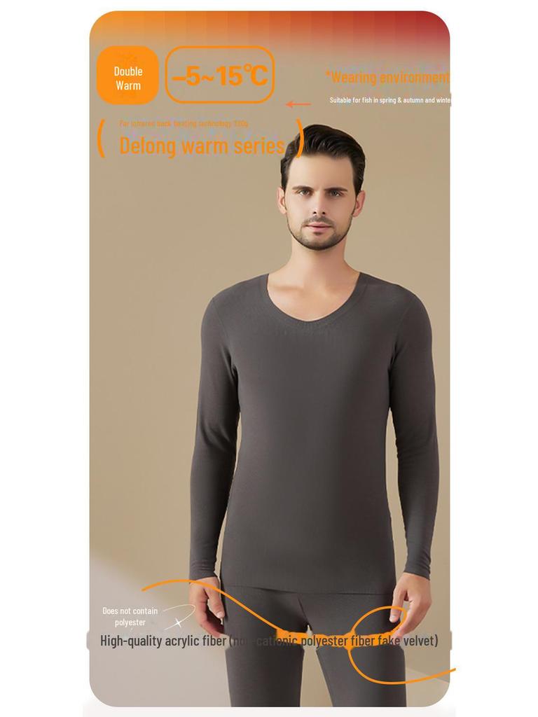 Pánské termální sametové samoohřívací triko s antibakteriální maskou - Podzimní oblečení odolné proti chladu