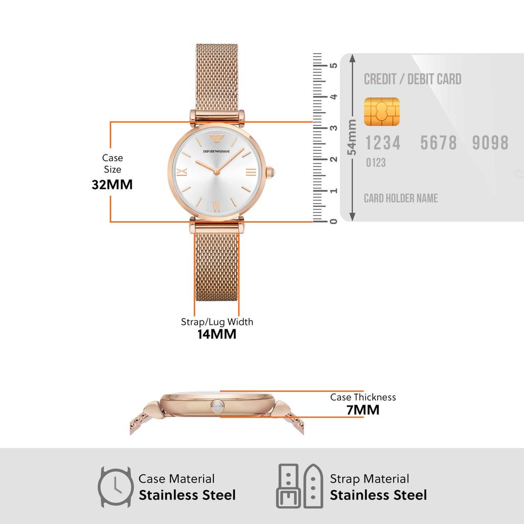 Emporio Armani Analoge Edelstahluhr AR1956 Damen