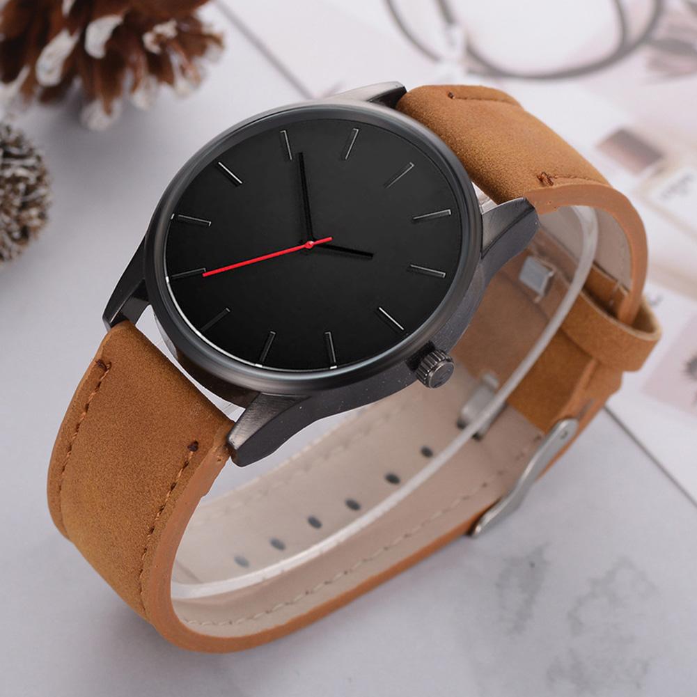 Trendy Simple Analog Display Quartz Movement PU Strap Wristwatch(Brown)