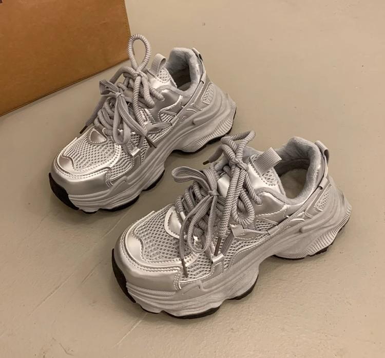 Fashion Chunky Platform Sneakers for Women Spring Fashion Thick Sole Vulcanized Shoes Woman Non Slip Mesh Breathable Casual Sports Shoes