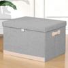 Cotton Linen Folding Storage Box with Lid Closet Drawer Clothes Books Toys Sundries Quilts Organizer Laundry Basket for Wardrobe