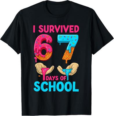 Ich habe 67 Schultage überlebt Lehrer Schüler 6 7 Sechs Sieben T-Shirt