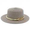 European and American spring and summer sunscreen metal buckle accessories sunshade jazz straw hat fashion celebrity vacation beach top hat