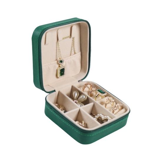 Small Jewelry Box Earring Ring Organizer Box Zipper Design Multi-compartments Easy Access Portable Jewelry Storage Case Protector