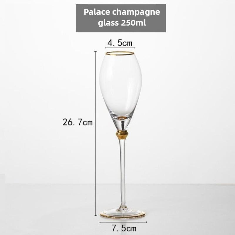 Luxury Gold-Rimmed Crystal Champagne & Wine Glasses - Elegant Stemware for Dining Table Clubs Display Rooms Decorative Glassware