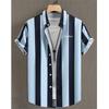 Summer Fashion 3D Print Striped Men's Shirts Button Short Sleeve Lapel Streetwear Hawaiian Blouse Shirts for Men