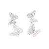 Light luxury full of zircon double butterfly earrings, gold-plated elegant temperament, no ear piercings, earrings, women's earrings, all-match.