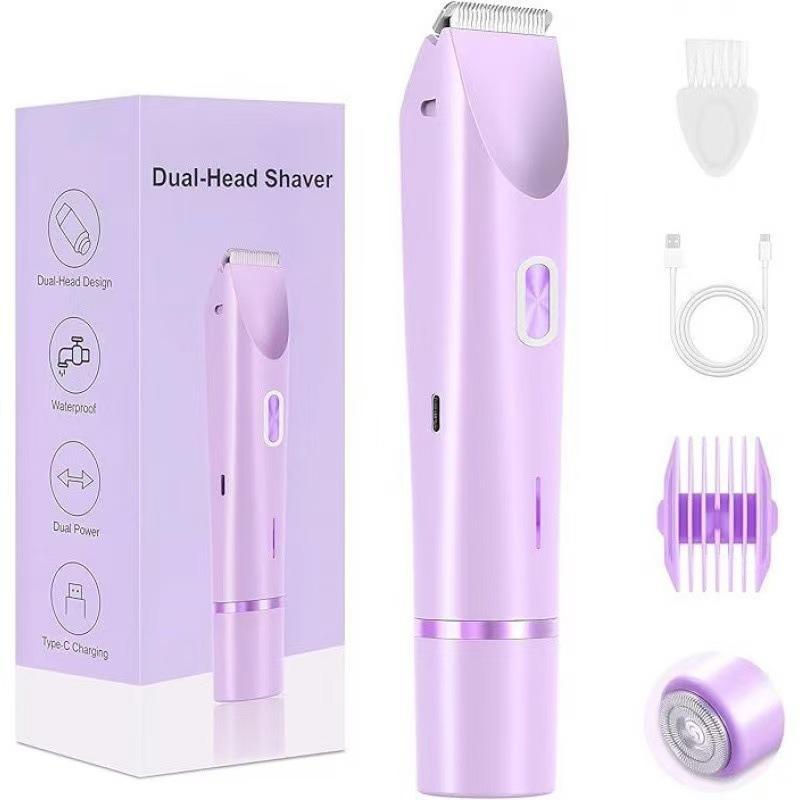 Women'S Bikini Trimmer, Electric Shaver, Dual Head Electric Razor, Two-In-One Women'S Body Shaver Waterproof Wet
