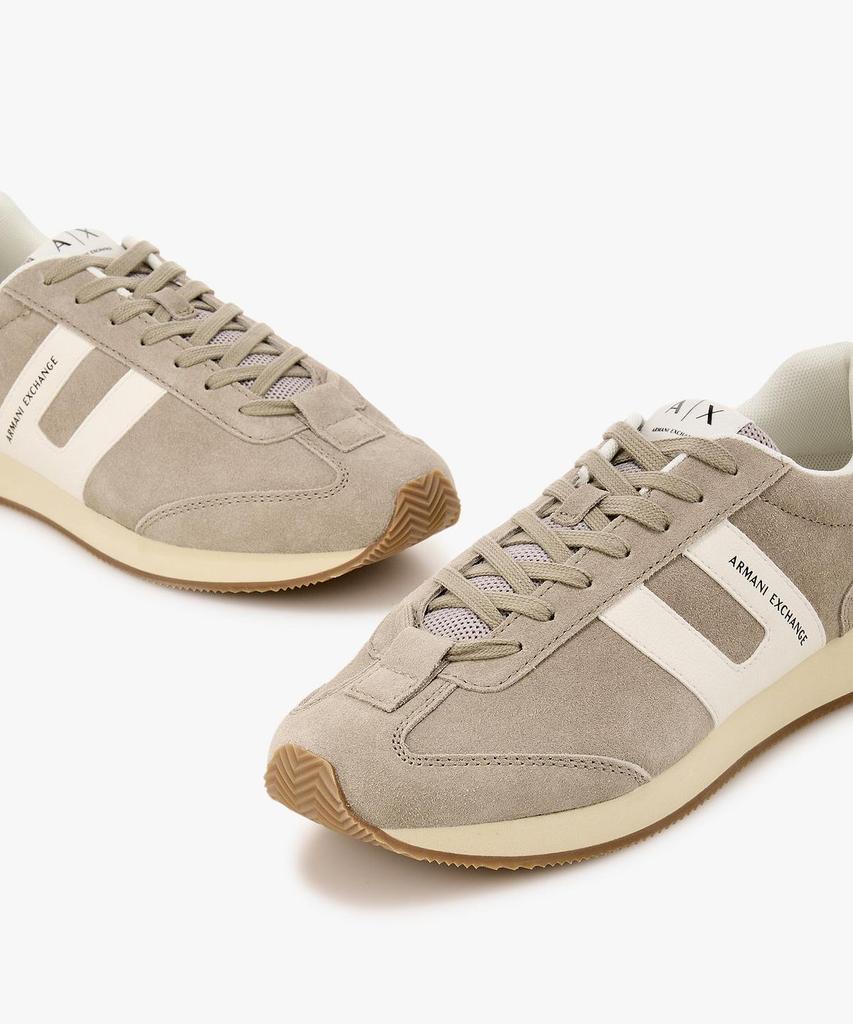 Armani Exchange Men'S Logo Patch Suede Sneakers _Warm Grey_A416175005