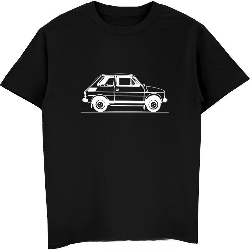 Märkesdesign Sommar Nytt Tryck Unisex Bomull Mode Motorcykelentusiaster Unisexs Originalskiss Fiat 126 Bil T-shirt Familjetröjor