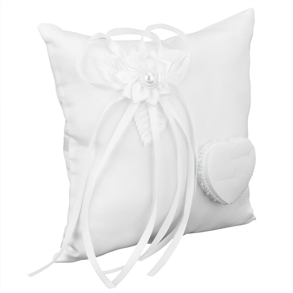 Polštář s bílým prstenem Kamélie ve tvaru srdce prstenový polštářek svatební potřeby pro svatbu večírku