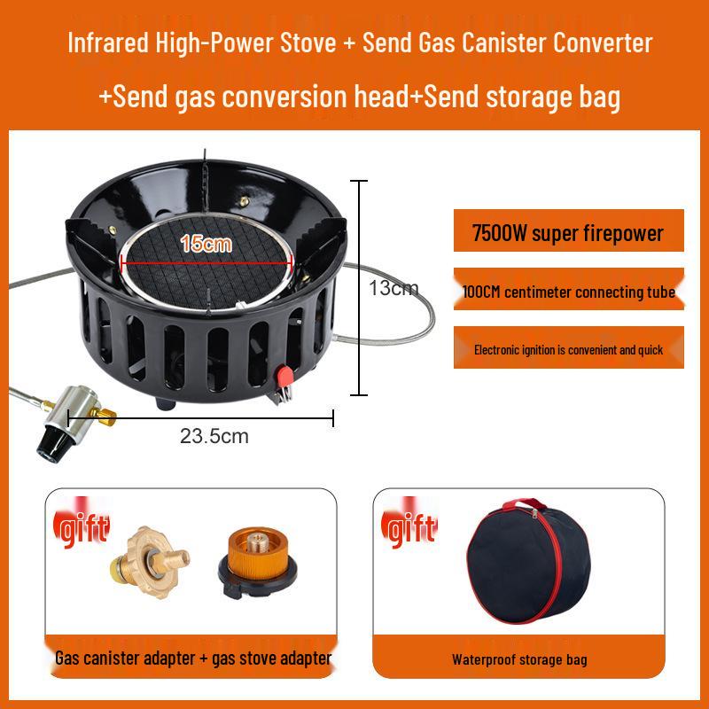 Windproof High-Power Infrared Portable Gas Stove for Outdoor Picnic