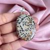 Dalmatian Jasper Pendant With Silver Chain Necklace 925 Sterling Silver Pendant