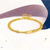 Vietnam Sand Gold Aurora Interlocking Double Ring Bracelet, Gold-Plated Brass, Women's Elegant Hand Jewelry Gift.