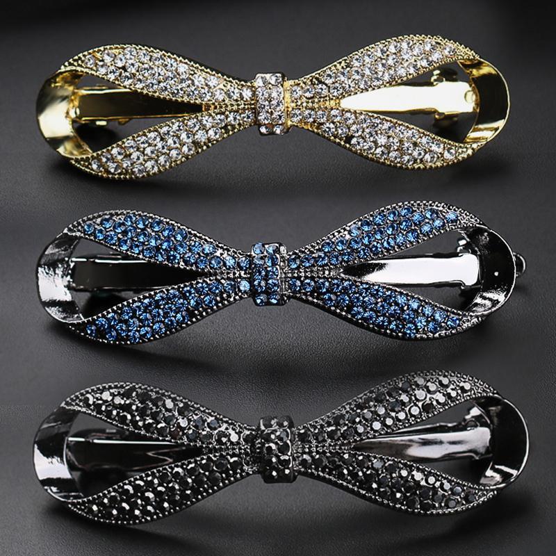 Full-diamond Bow Tie Spring Clip Exudes A Sense of High-end and Light Luxury The Half Hair Clip At The Back of The Head Is A Stylish Hair Accessory