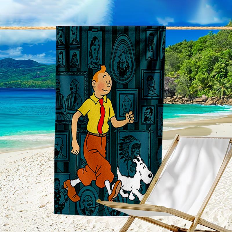 Asciugamano da spiaggia proof con un motivo de Le Avventure di Tintin2 - morbido, assorbente, ad asciugatura rapida, lavabile in lavatrice - perfetto per nuotare, campeggio, balneazione