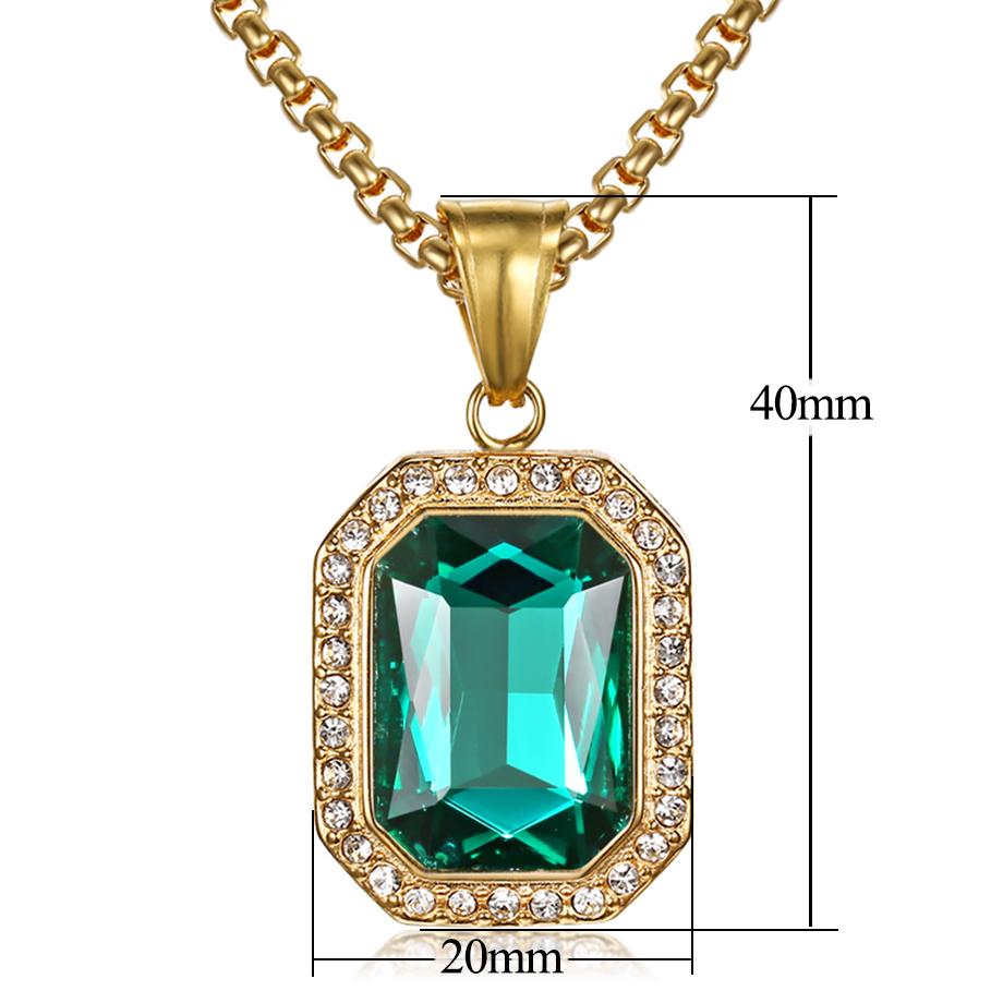 Iced Out Small Square Black Crystal Pendant Necklace For Men/Women Bling Rhinestone Hip hop Jewelry With Box Chain Drop Shipping