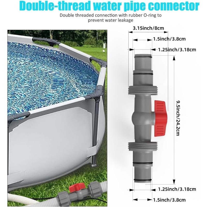 Leakproof Interconnecting Coupler with Rubber O Rings Pool Hose Replacement Adapter for Home Outdoor Swimming Pool