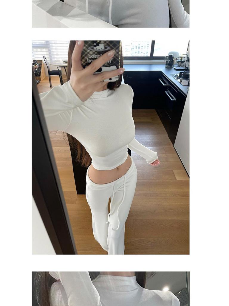 Women's Spicy Girl High Neck Long Sleeve Body-Hugging T-Shirt for Autumn/Winter
