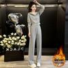 Women's Plush Hooded Sweatshirt & Wide-Leg Pants Set (2025 Autumn/Winter Collection)