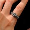 Retro Crown Jokers Adjustable Open Ring For Men Silver-plated Copper Punk Gothic Edgy  Bikers Accessories Halloween Gift