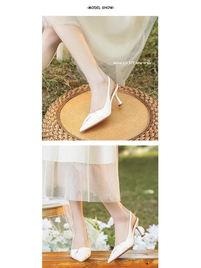 New Chinese Style Knotted Pointed Toe Stiletto Heels: Women's Strap Closed Toe Sandals for Spring/Summer.