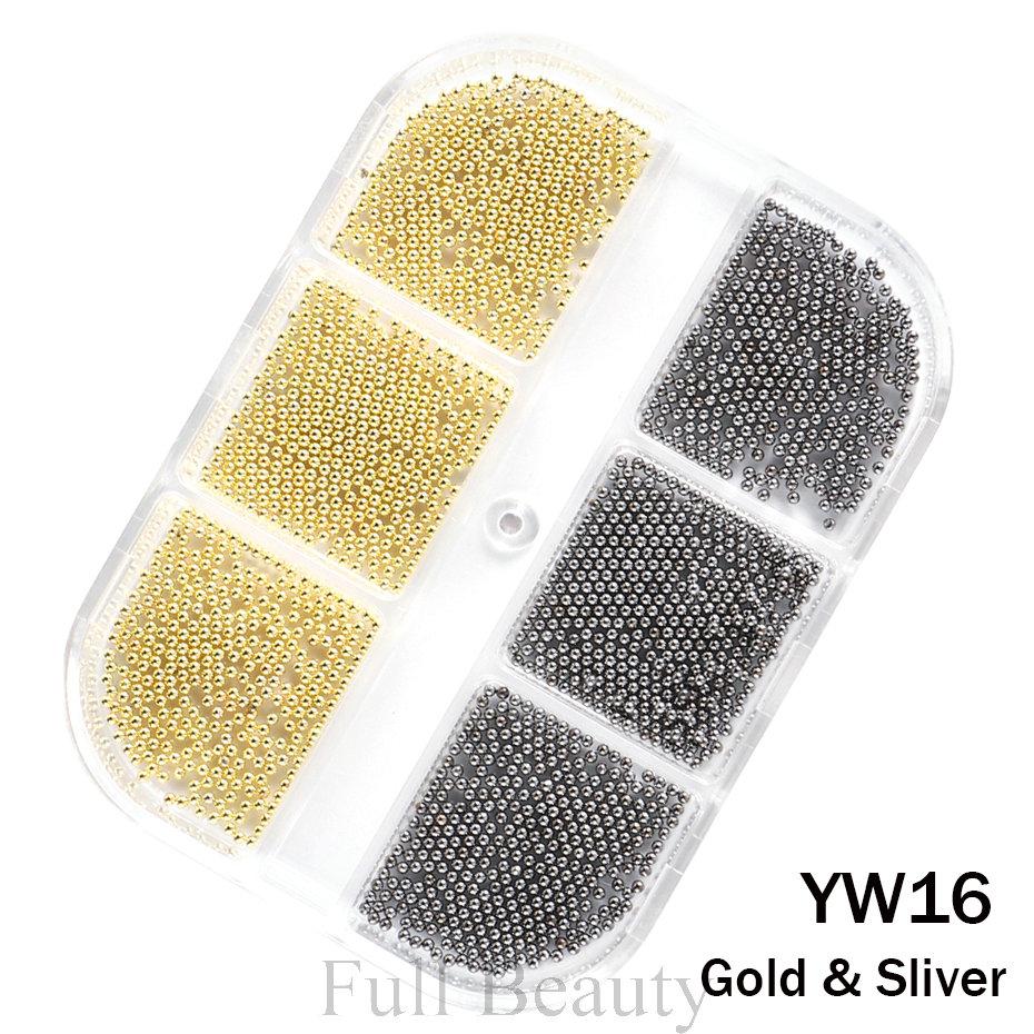 6 Grids Mini Stainless Steel Metal Bead 3D Sliver Gold Small Micro Beads DIY Nail Art Decoration Accessories