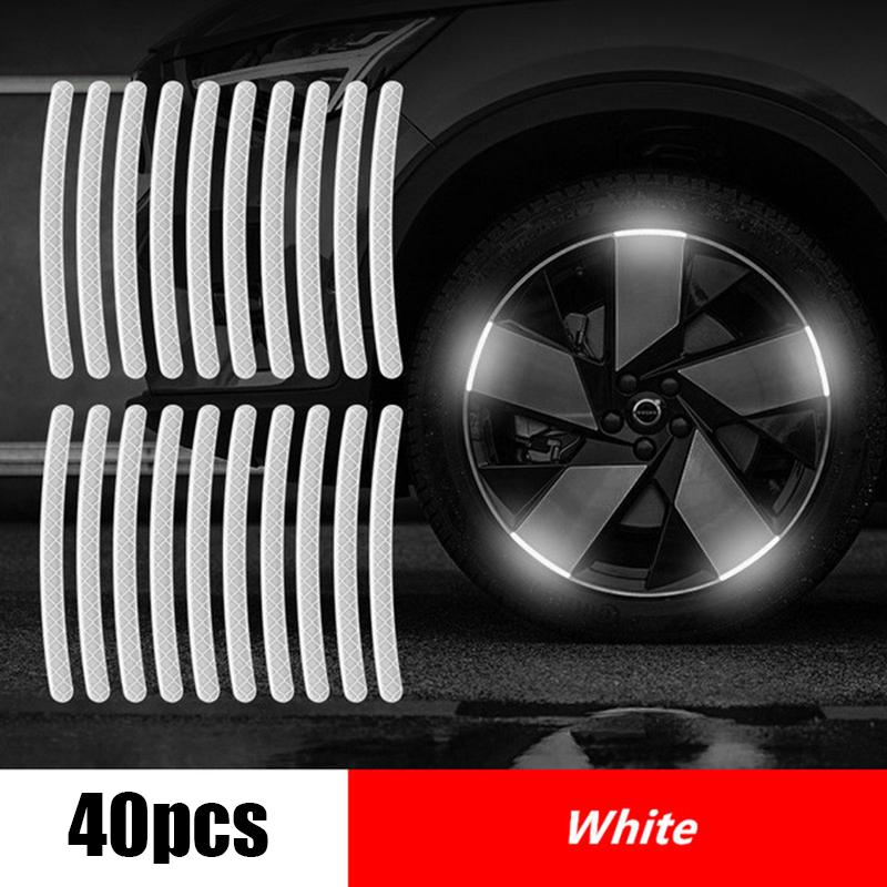 20Pcs Auto Motorcycle Bicycle Car Wheel Hub Reflective Sticker Luminous Stripes Tire Rim Reflective Sticker Night Safety Tape