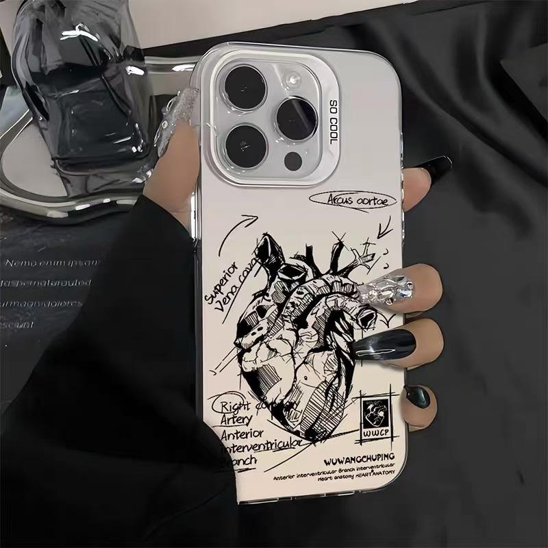 The new trendy brand heart is suitable for iphone17 mobile phone case Apple 16promax/15 anti-drop 14pro13/12x