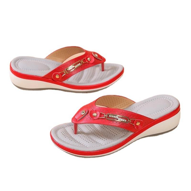 New sandals women's metal buckle beach sandals women's summer wedges, fashionable casual women's sandals