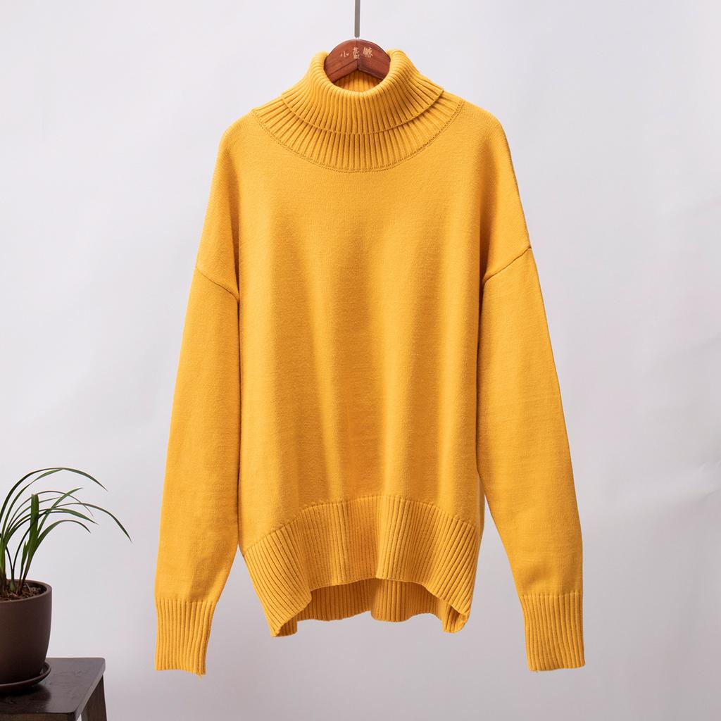 Solid Colour High Neck Sweater Autumn Winter Comfortable Loose Classic Versatile Pullover Sweater Luxurious Relaxed-fit Slimming and Versatile Top