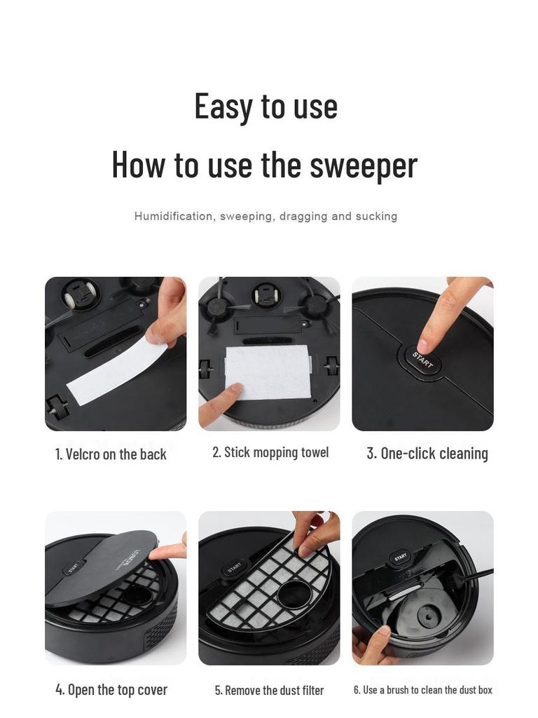 Aspiradora y Fregona Robot Inteligente Mini - Limpiador Doméstico y Recogedor de Polvo Todo en Uno