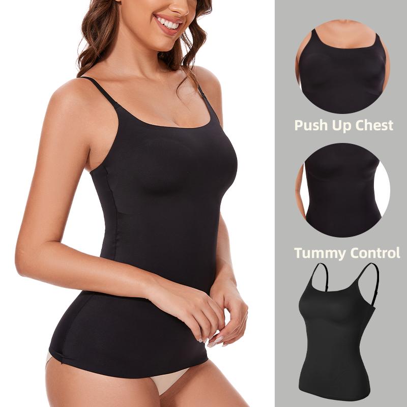 Women's Shapewear Tummy Control Tank Tops Seamless O Neck Adjustable Straps Body Shaper Compression Push Up Belly Slimming Camis