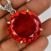140 Ct Natural Red Topaz 925 CERTIFIED Sterling Silver Beautiful Round Pendant AI-55-NS