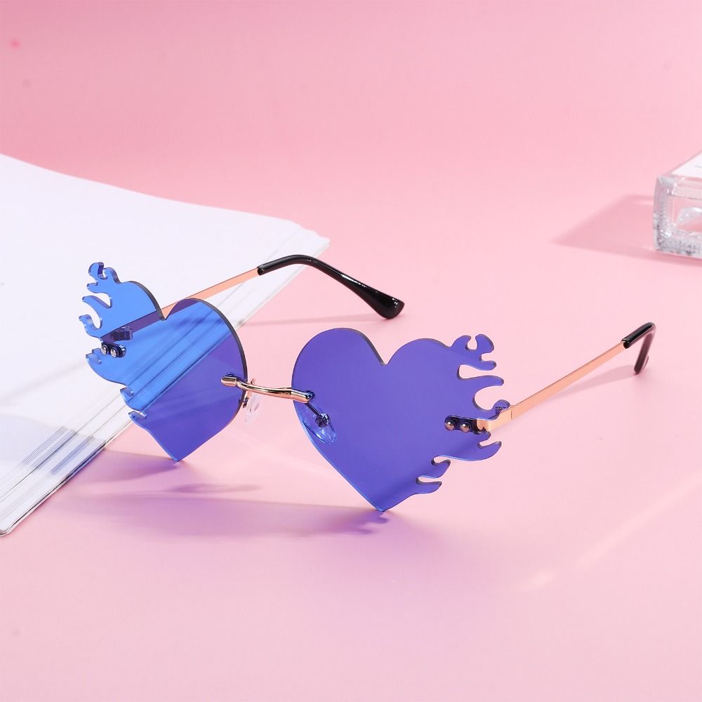 

Аксессуары для костюмов, солнцезащитные очки Flame Love с защитой UV400, очки для Хэллоуина для женщин и мужчин Blue