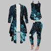 Plus Size Floral Print 3 Piece Outfit, Long Sleeve Open Front Cardigan Cami Top Leggings Set for Women