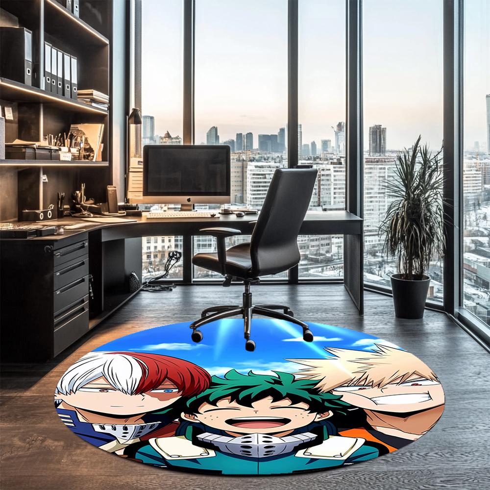 My Hero Academia Printed Round Rug Carpet Chair Rug Area Rug Entryway Doormats,for Office Chair Living Room Bedroom Kitchen Room.