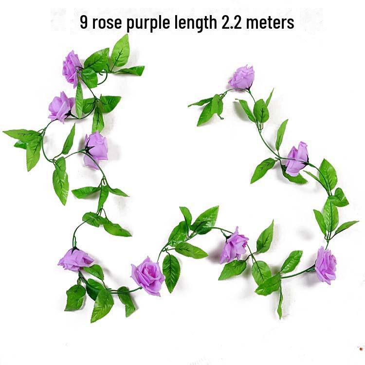 Silk and Plastic Roses Decorative Vines - Artificial Flowers for Weddings, Living Rooms, Home Ceilings, and Rattan Decor.