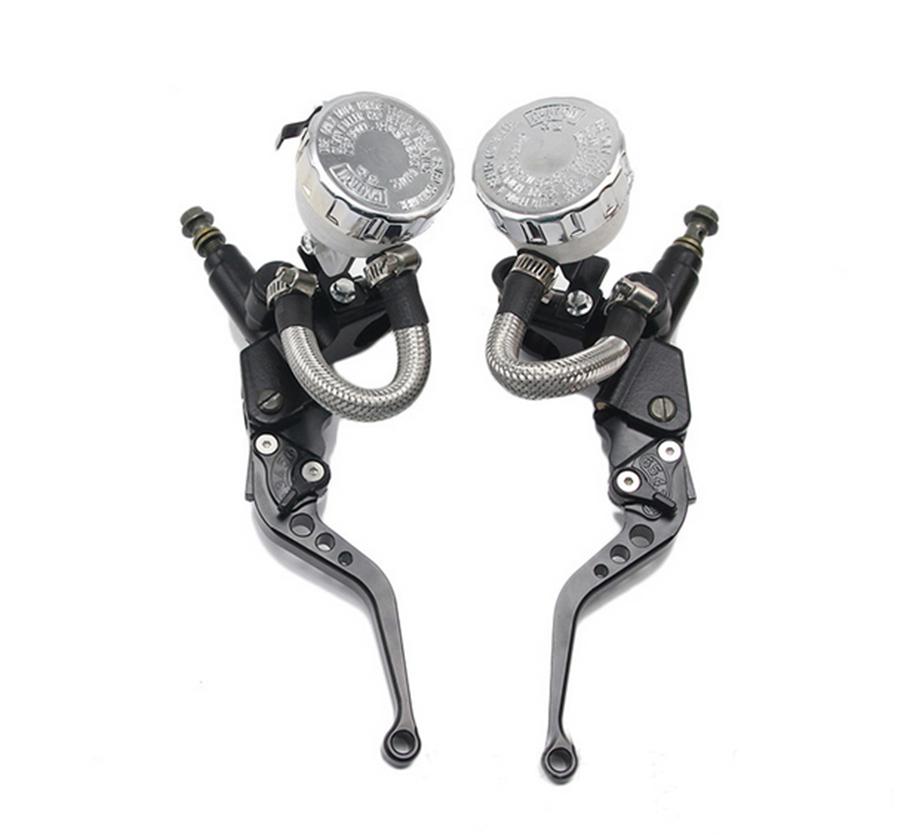 Motorcycle 7/8" 22mm Handlebar Clutch Brake Levers Master Cylinder Reservoir Set