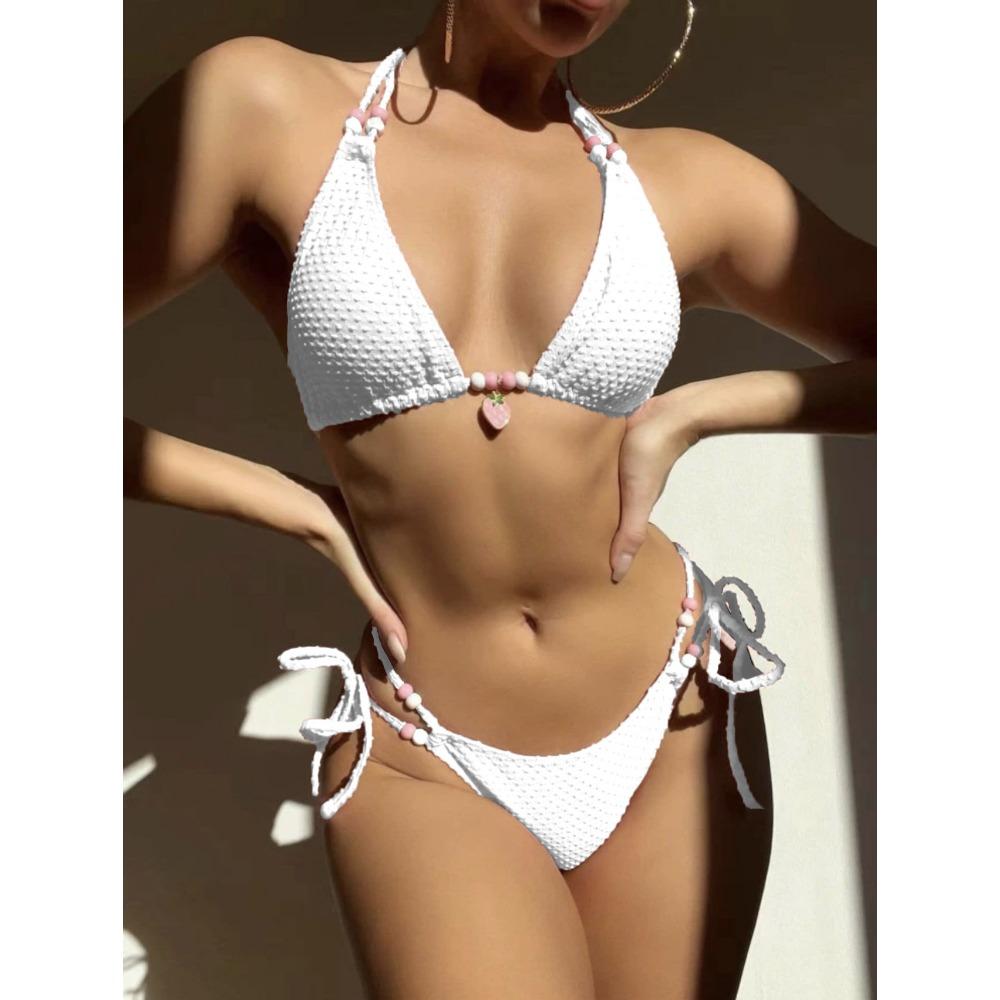 European and American Swimwear Women's Sexy Bikini Solid Color Swimsuit