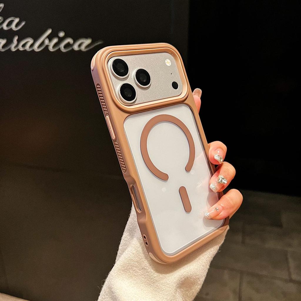 2-In-1 for iPhone17Promax mobile phone case 16pm Apple 15 high transparency magnetic 14 color frame 13