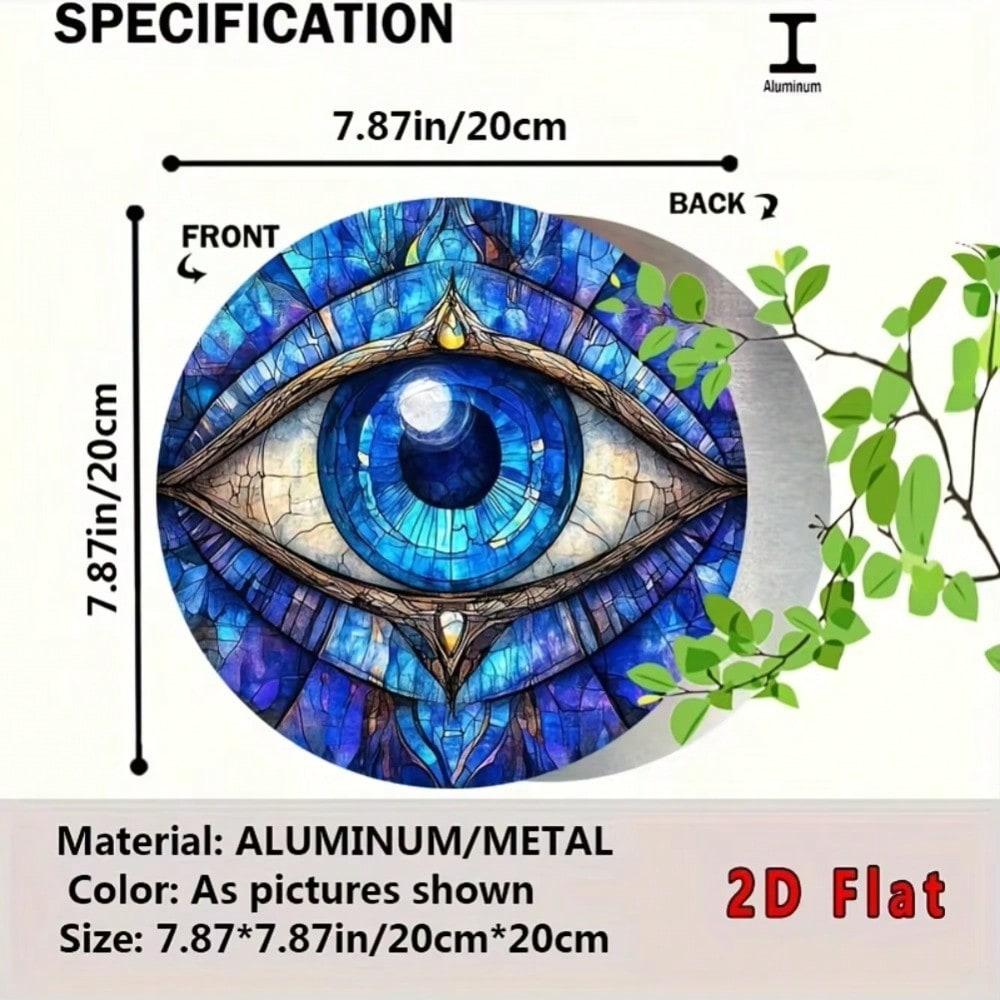 Evil Eye Aluminum Wall Plaque 8x8 Inch Glam Decor Waterproof Good Luck Sign Home Decoration